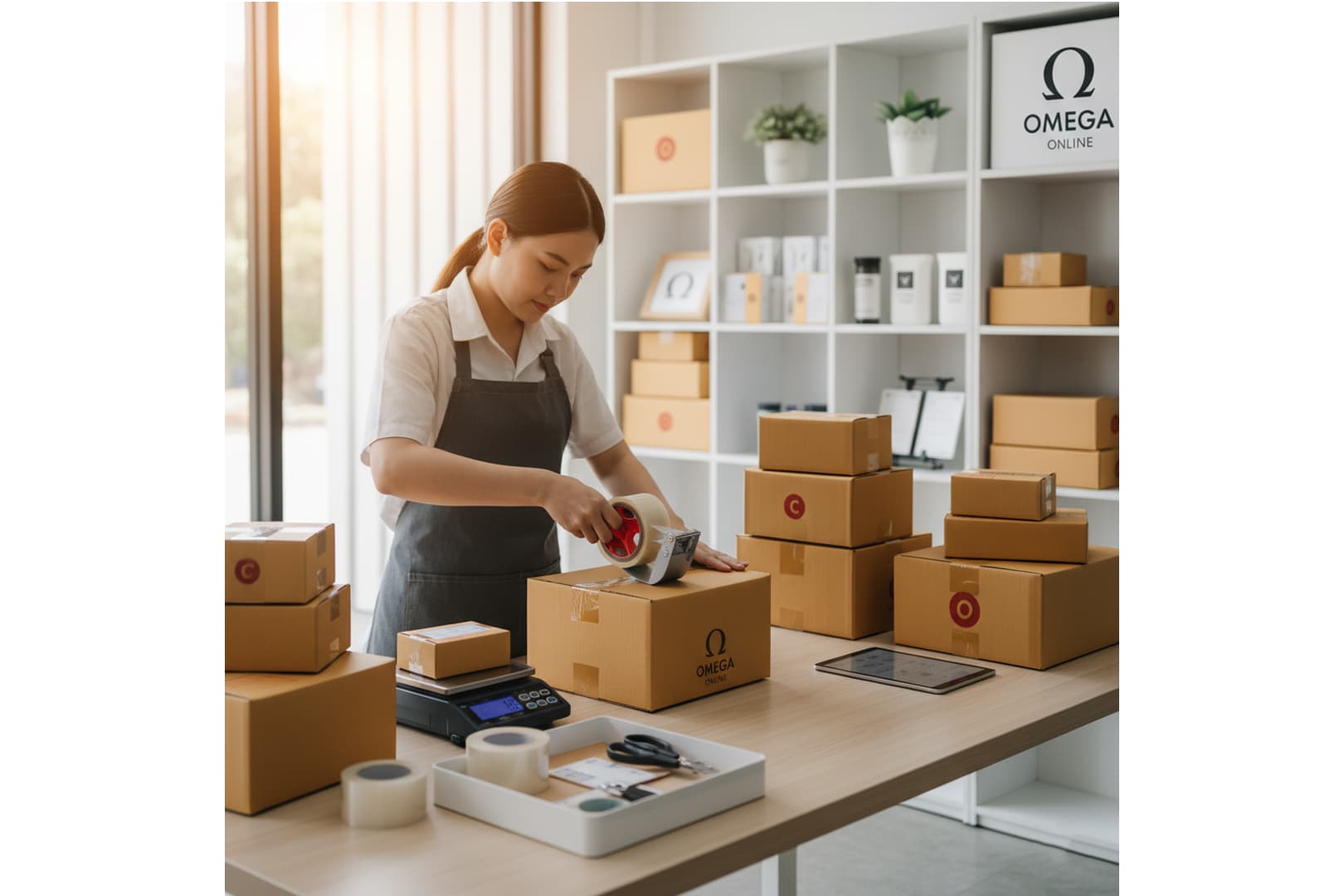 Ảnh: shop online đóng gói tiết kiệm bằng hộp carton